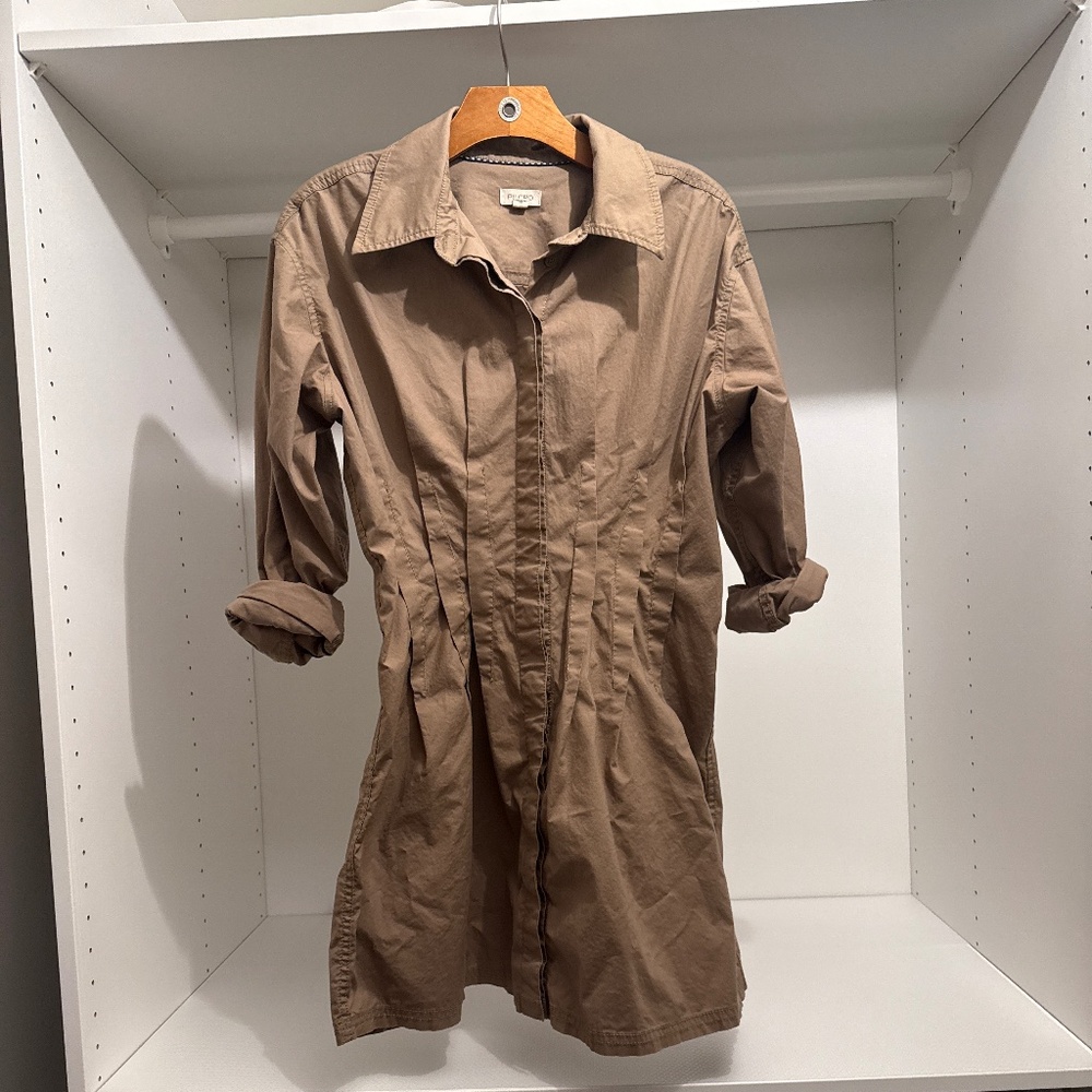 Heavy cotton button up dress with tailored wasit